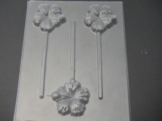 532 Hibiscus Hawaiian Flower Chocolate or Hard Candy Lollipop Mold